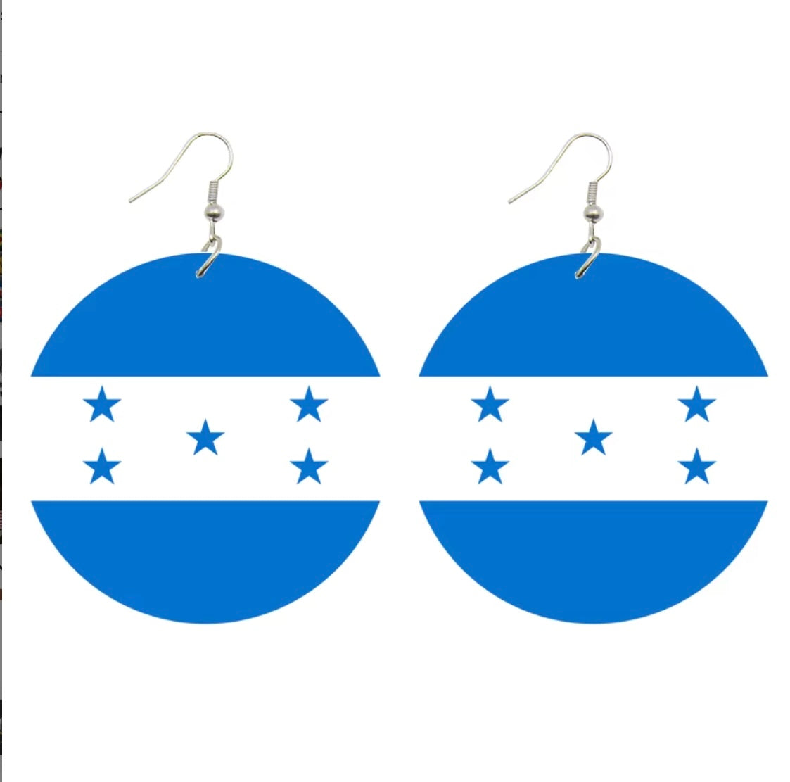 Caribbean Sea National Country Flag Design Hoop Earrings