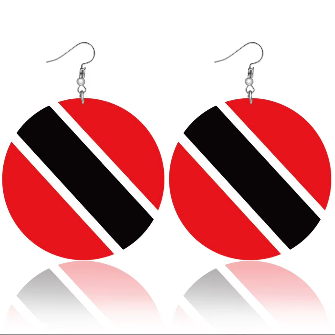 Caribbean Sea National Country Flag Design Hoop Earrings