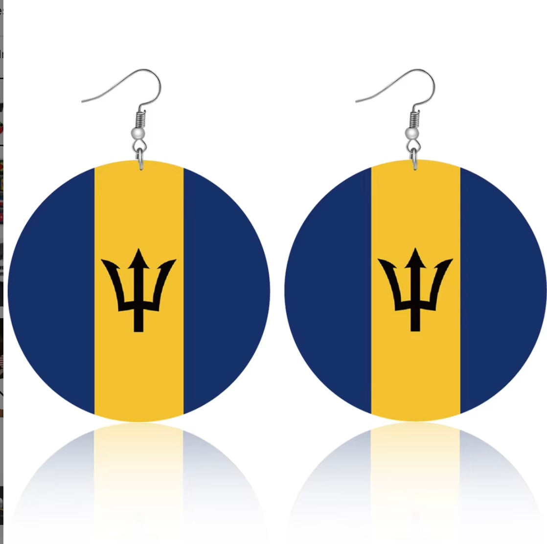 Caribbean Sea National Country Flag Design Hoop Earrings