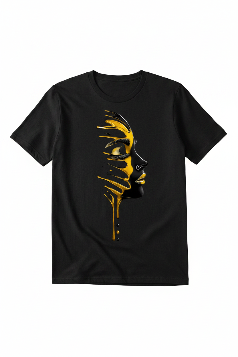 Face Black, T-Shirt  Gold, 