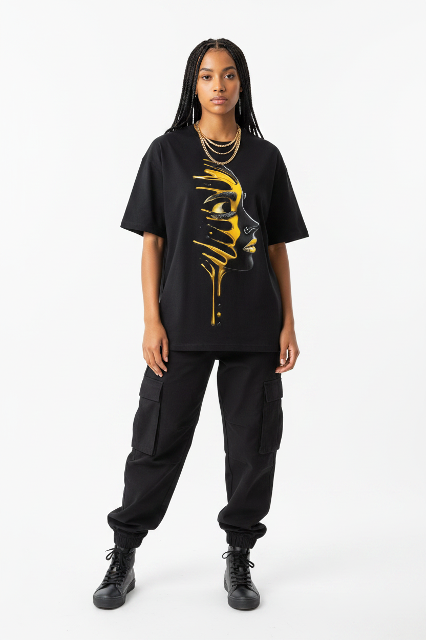Face Black, bT-Shirt  Gold, 