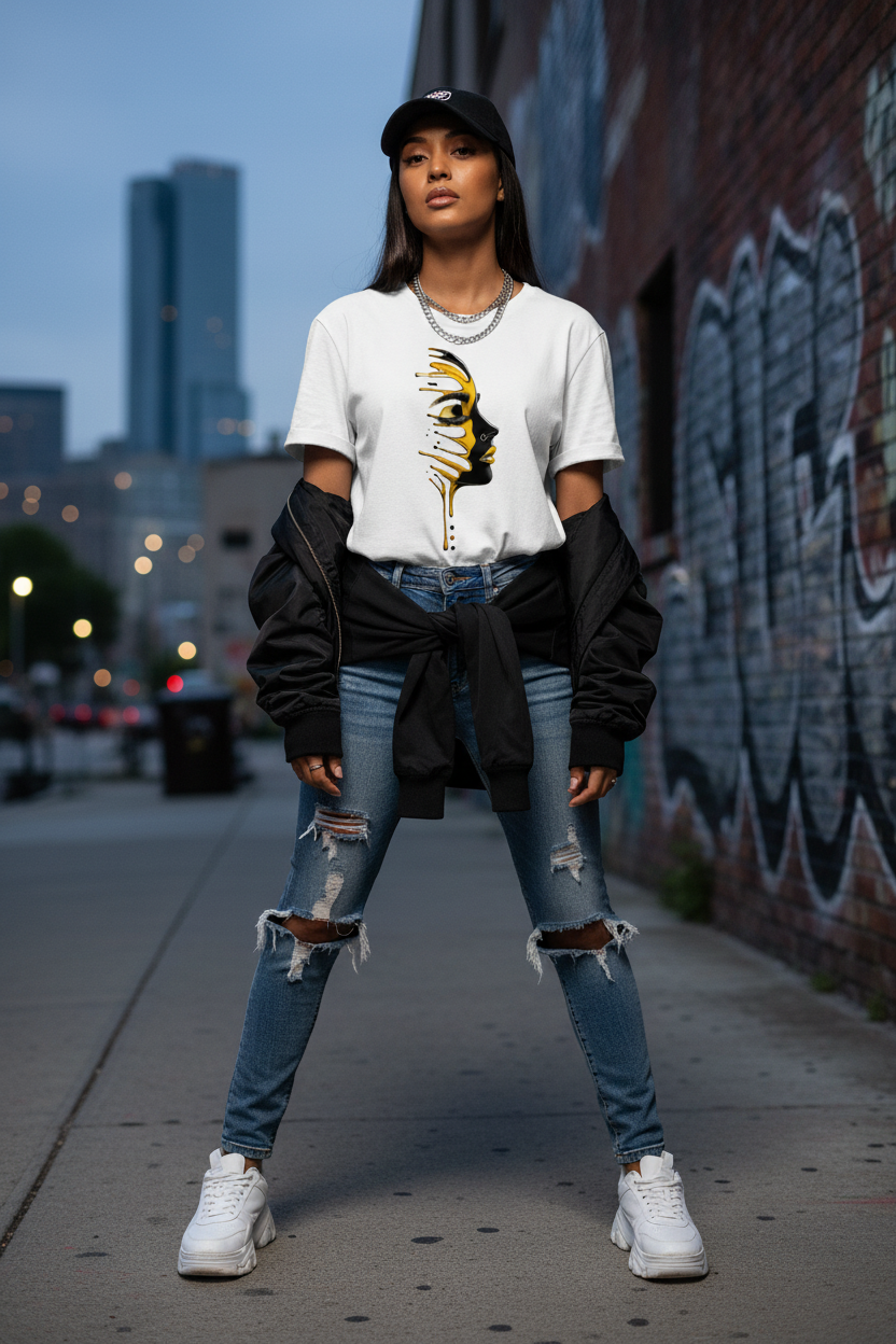 Face Black, wT-Shirt  Gold, 
