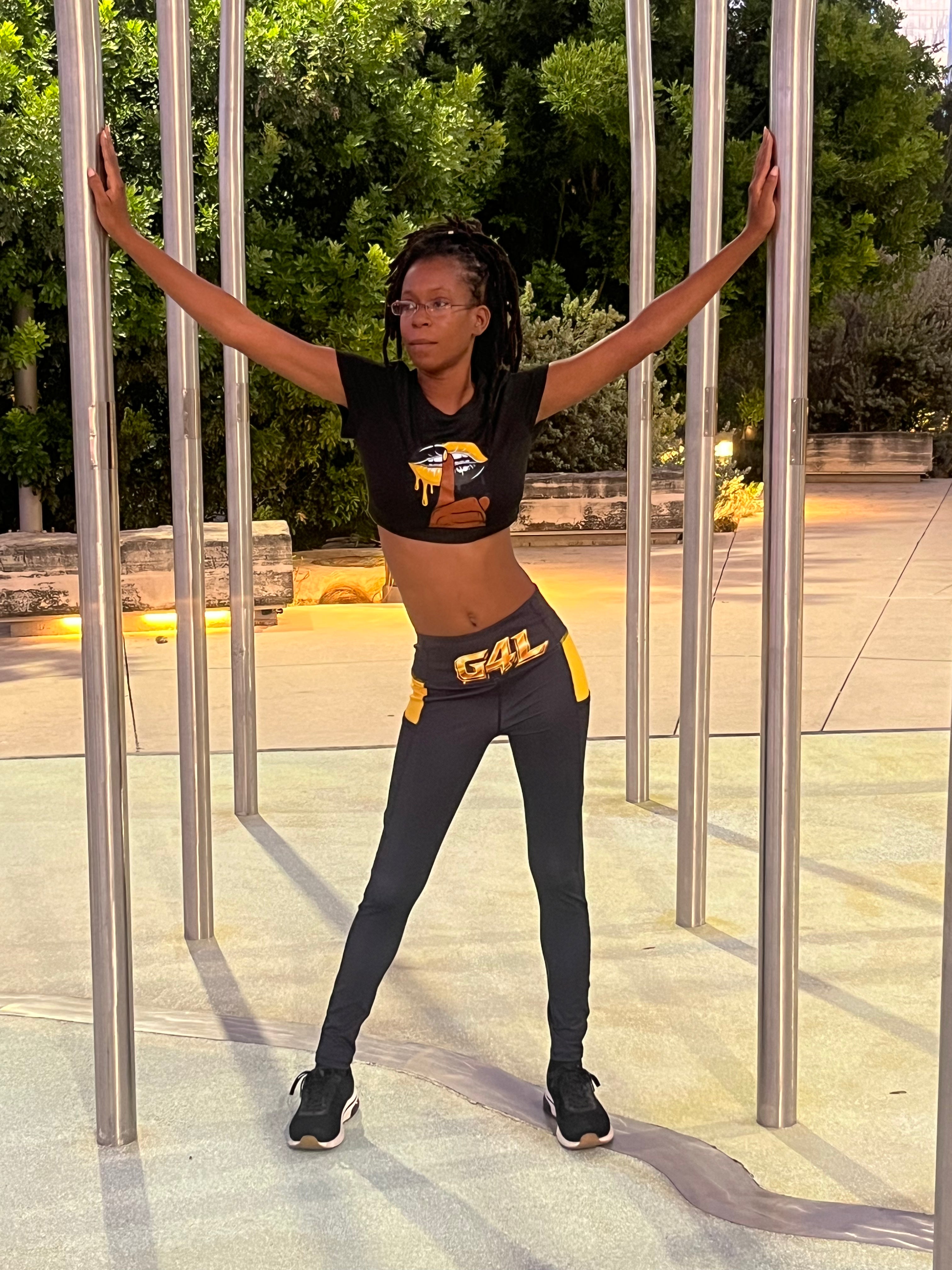 Black Yellow High Waist Pockets Leggings