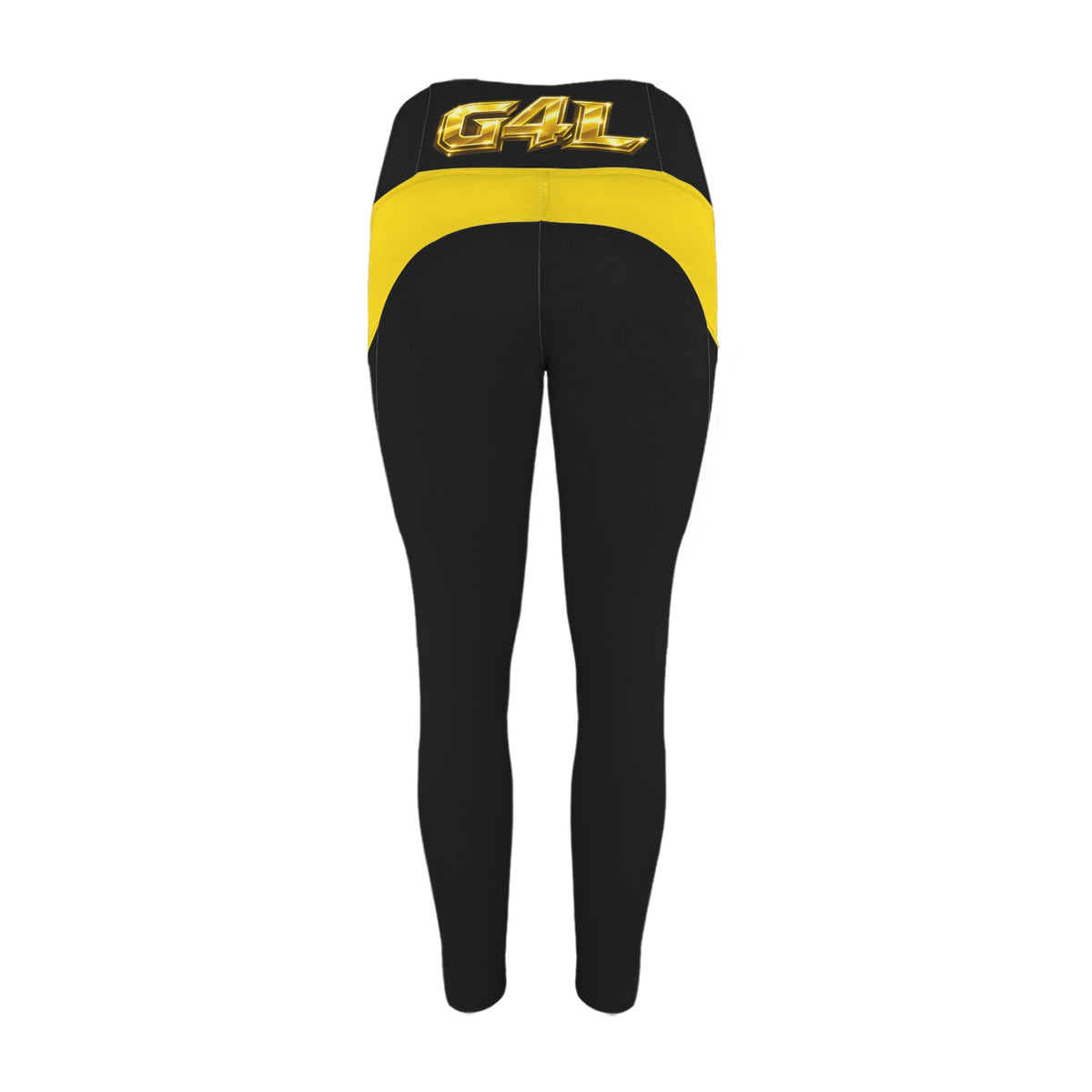 Black Yellow High Waist Pockets Leggings