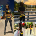 Black Yellow High Waist Pockets Leggings